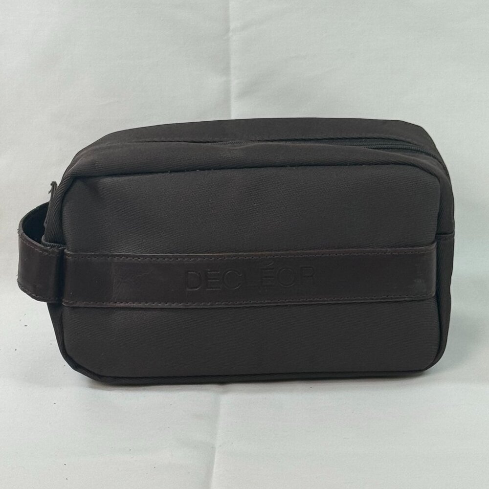 NWOT Decleor Travel Cosmetic Toiletry Bag w/ Handle - Brown - Nice!*